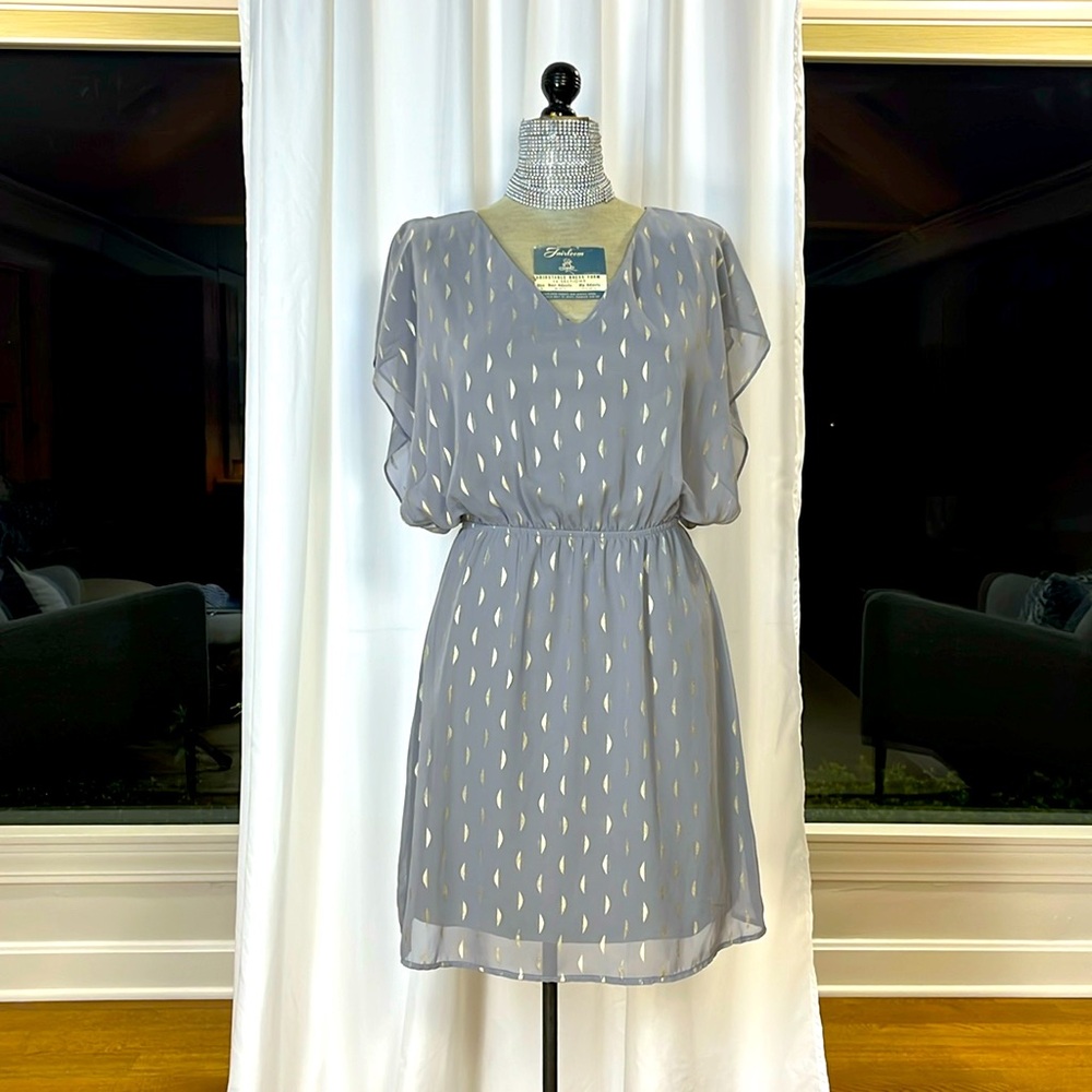 Buttons Gray shear mini dress with silver flecks  S so cute I love this dress!